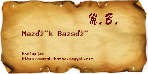 Mazák Bazsó névjegykártya